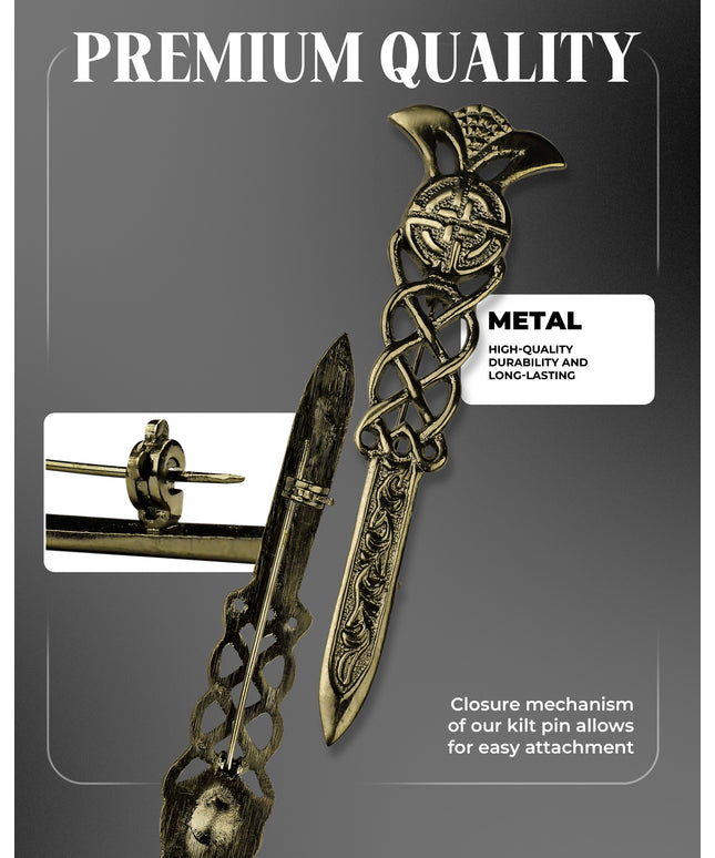 Scottish Kilt Pin for men | Gaelic Pewter Antique