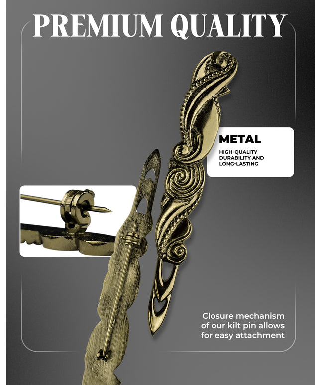 Scottish Kilt Pin for men | Swirl Pewter Antique