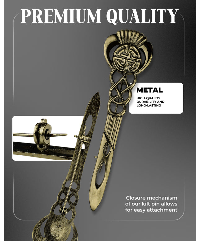 Scottish Kilt Pin for men | Celtic Thistle Pewter Antique