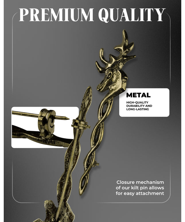 Scottish Kilt Pin for men | Vintage Stag Pewter Antique