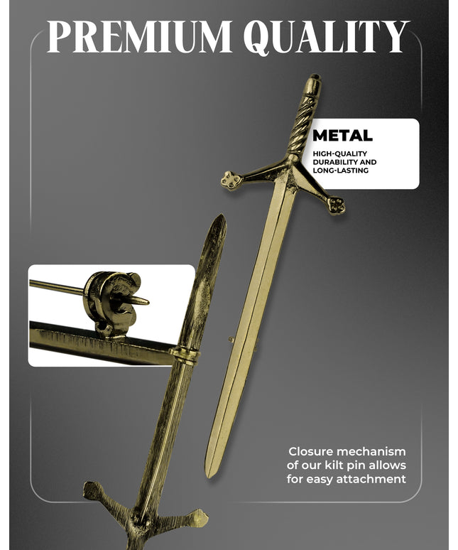 Scottish Kilt Pin for men | Pewter Sword Antique