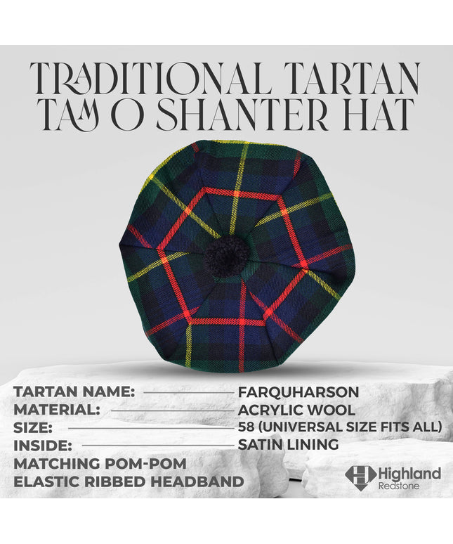 Tam O'Shanter Hat with Pompom | Farquharson Tartan