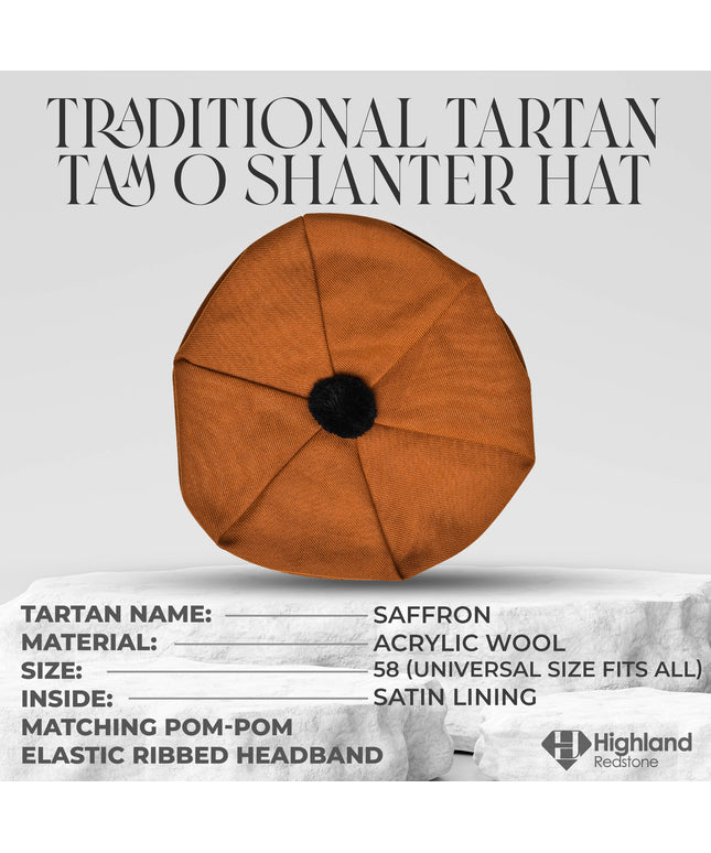 Tam O'Shanter Hat with Pompom | Saffron