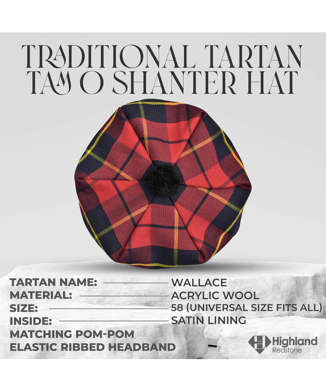 Traditional Tam O'Shanter Hat with Pompom (Wallace)"