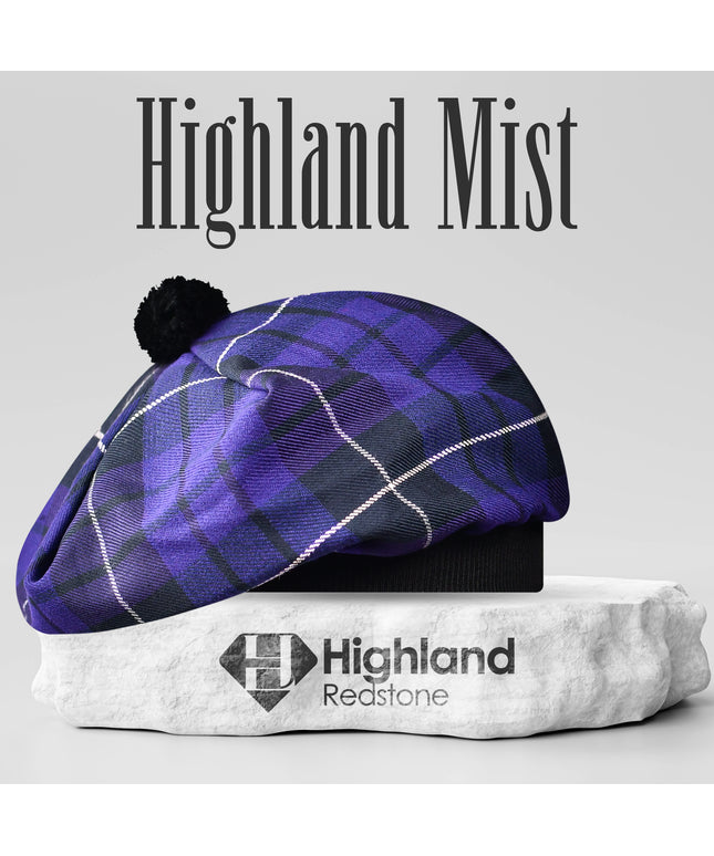 Tam O'Shanter Hat with Pompom | Highland Mist Tartan