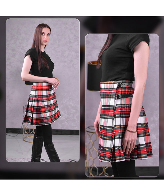 Woman Plaid Kilt - Dress Stewart Tartan Kilt - Premium Quality & Timeless Style