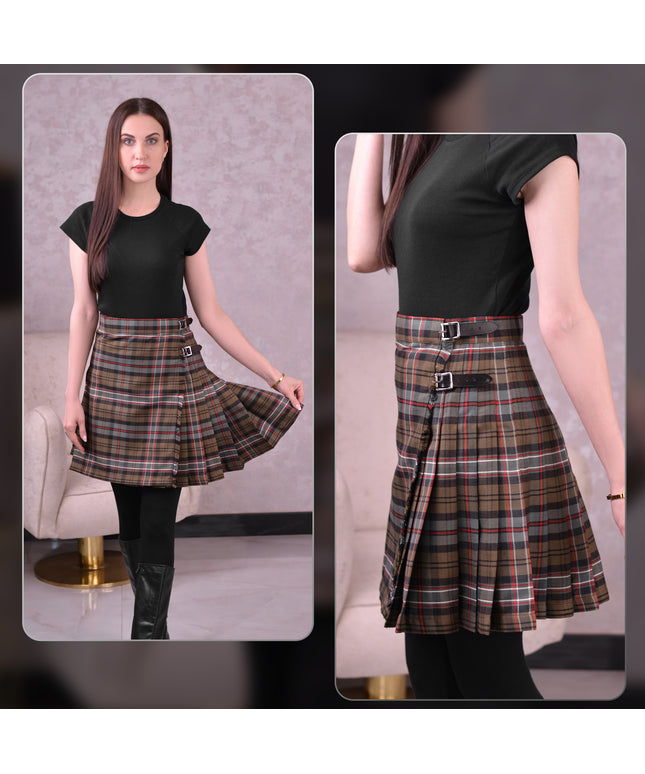 Woman Plaid Kilt - Scottish Heritage Weathered Tartan Kilt - Premium Quality & Timeless Style