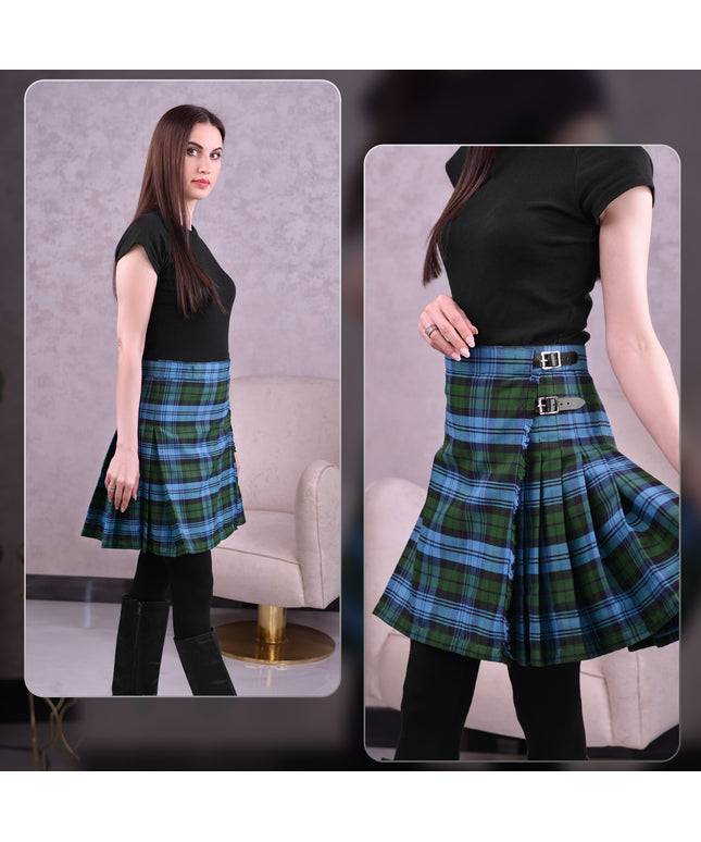 Woman Plaid Kilt -  Ancient Campbell Tartan Kilt - Premium Quality & Timeless Style