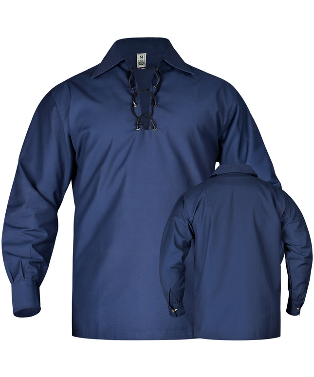 Highland Blue Kilt Shirt, made from high-quality fabric, ideal for formal and casual Scottish attire.