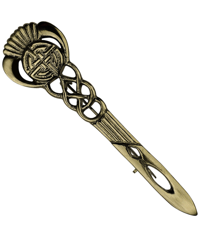 Scottish Kilt Pin for men | Celtic Thistle Pewter Antique