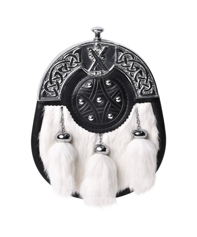 Formal White Rabbit Fur Sporran with St. Andrew Chrome Cantle