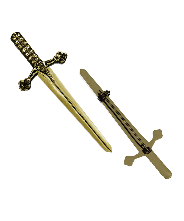 Antique Kilt Pin featuring a detailed replica of the Bruce Sword, perfect for adding elegance to your kilt outfit.