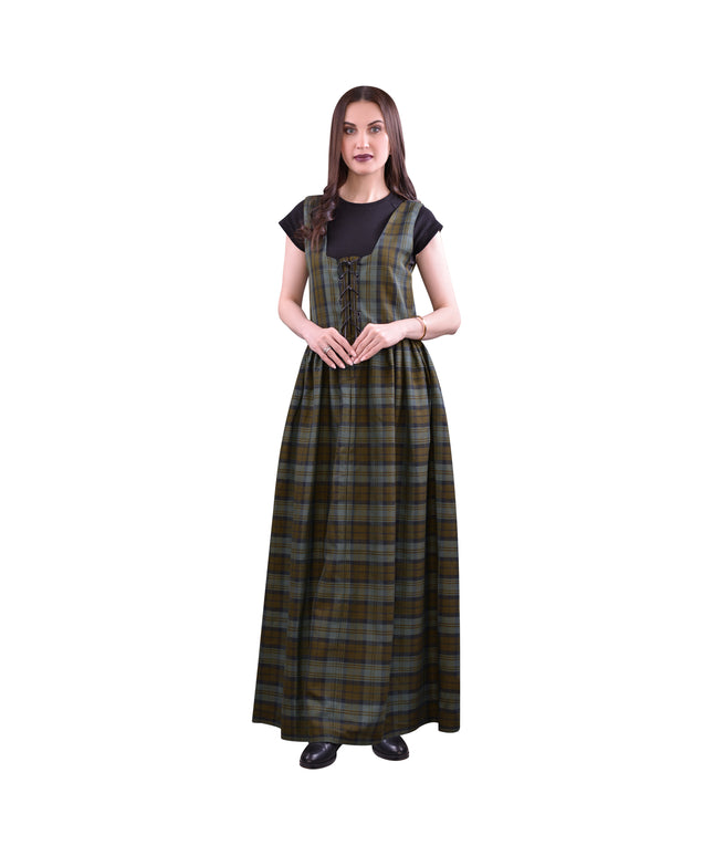 Women's Scottish Highland Dress - Long Tartan Dress | Black Watch Weathered