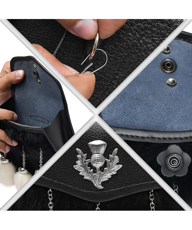 Sporrans, sporrans for sale mens sporrans  leather sporrans day sporrans sporrans for kilts custom sporrans military sporrans tartan sporrans,  dress sporrans scotland sporrans artificer sporrans scottish sporrans masonic sporrans scottish sporrans for sale,  hunting sporrans formal sporrans jacobite sporrans, kilt accessories, sporran bag, sporan, sporrans, kilt pouch, what is a sporran, Full Dress Coyote Fur Sporran with Antique Thistle Tassel