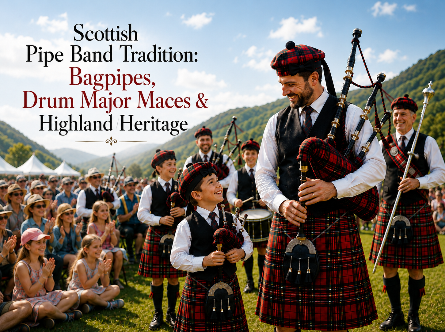 Scottish Pipe Band Tradition: Bagpipes, Drum Major Maces & Highland Heritage