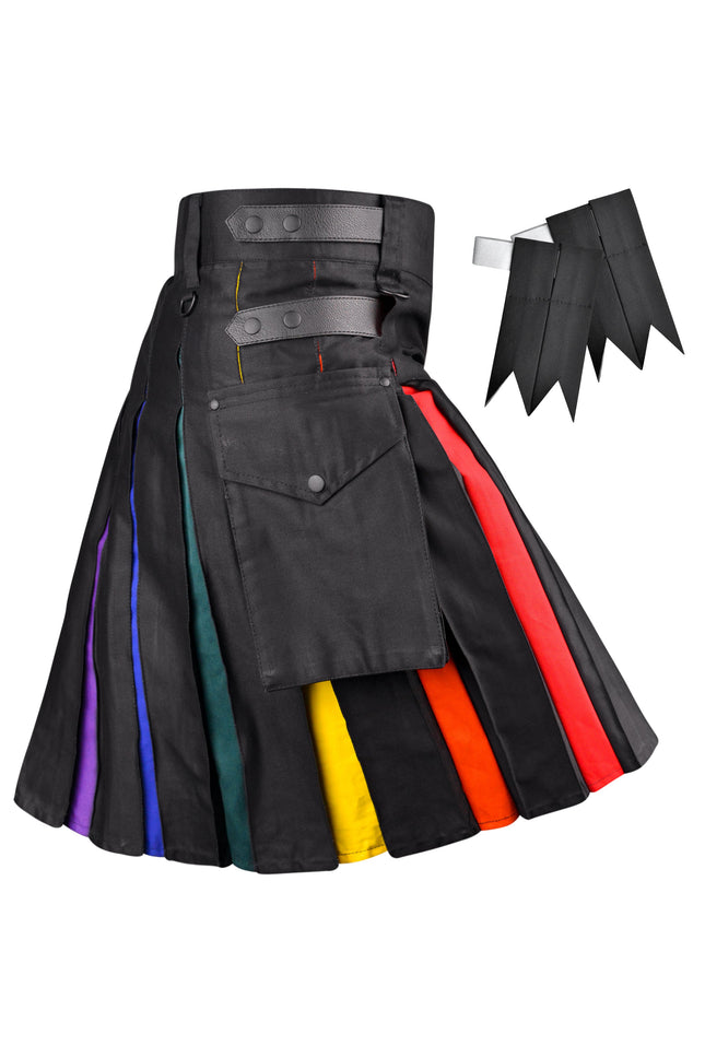 Rainbow Hybrid Utility Kilt for Men - Bold, Stylish and Inclusive Pride Apparel | Big & Tall