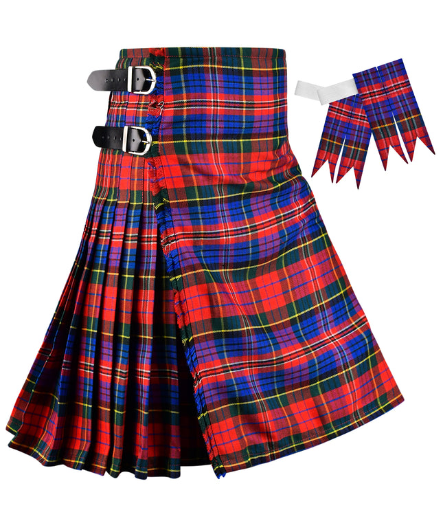 Kilt for Men I Macpherson Red Tartan Kilt Polyviscose 8 Yard Traditional Men Kilt