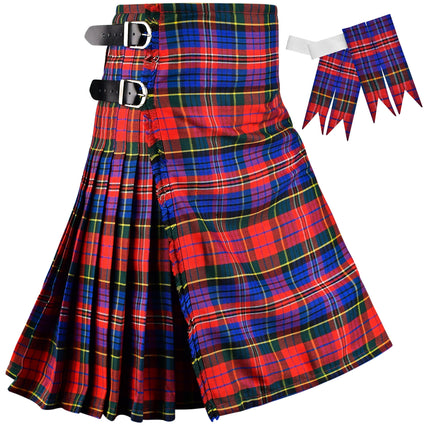 Kilt for Men I Macpherson Red Tartan Kilt Polyviscose 8 Yard Traditional Men Kilt