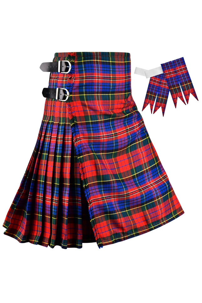 Kilt for Men I Macpherson Red Tartan Kilt Polyviscose 8 Yard Traditional Men Kilt | Big & Tall