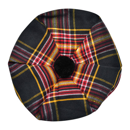 Tam O'Shanter Hat with Pompom | Firefighter Tartan