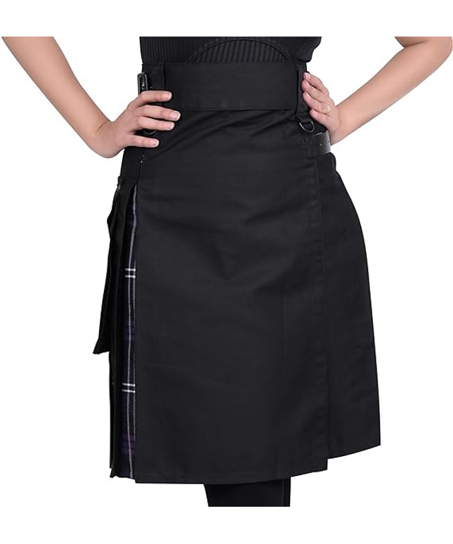 Black Hybrid Kilt for Women with Adjustable Straps