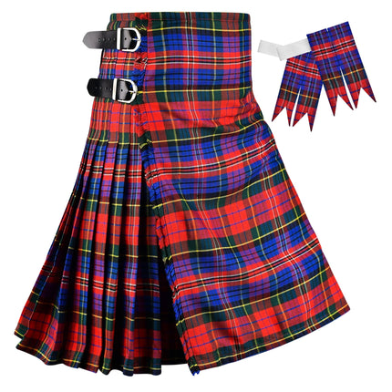 Kilt for Men I Macpherson Red Tartan Kilt Polyviscose 8 Yard Traditional Men Kilt