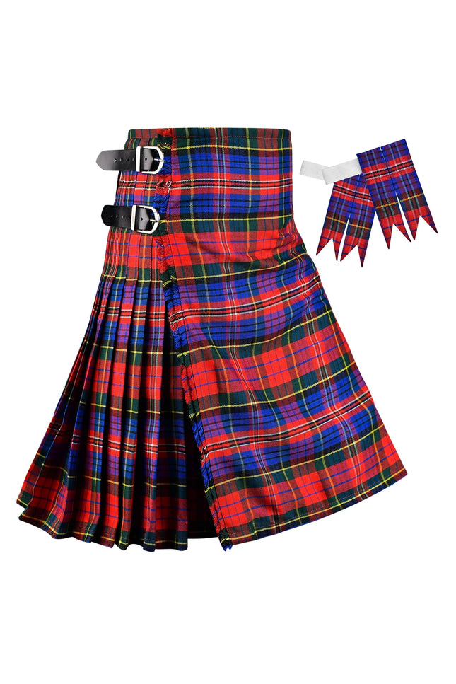 Kilt for Men I Macpherson Red Tartan Kilt Polyviscose 8 Yard Traditional Men Kilt