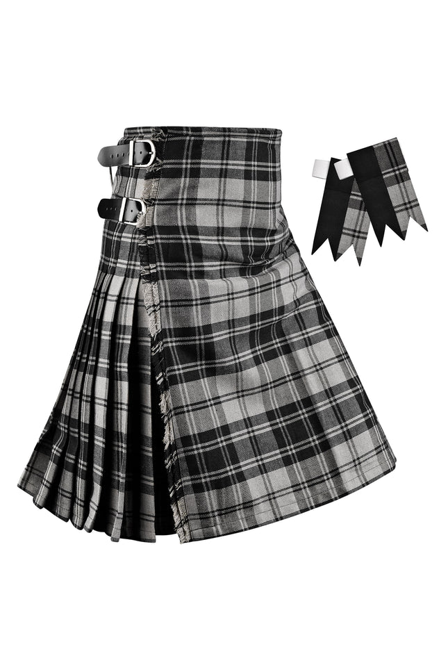 Kilt pour hommes I Kilt en tartan Polyviscose 8 Yards Gris Douglas Kilt Écossais Traditionnel pour Hommes | Grandes Tailles