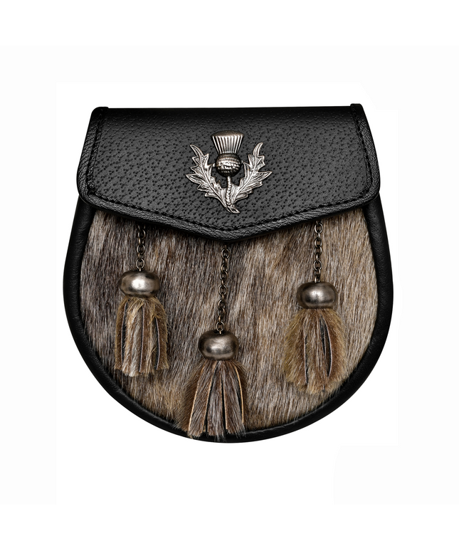 Elegant Seal Skin Semi-Formal Sporran with Thistle Badge