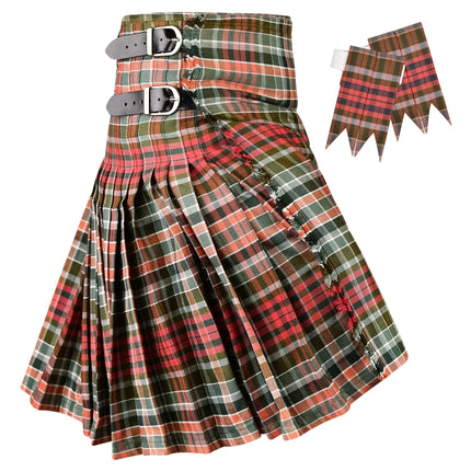 Kilt for Men I Gordon Weathered Red Tartan Kilt Polyviscose 8 Yard Traditional Men Kilt