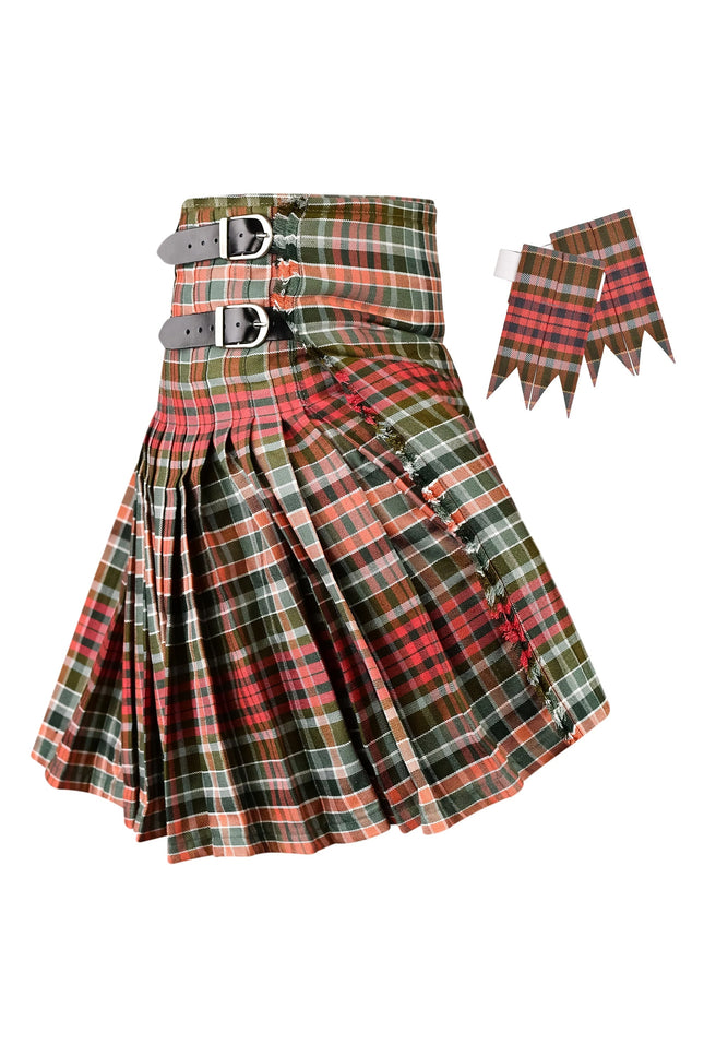 Kilt for Men I Gordon Weathered Red Tartan Kilt Polyviscose 8 Yard Traditional Men Kilt
