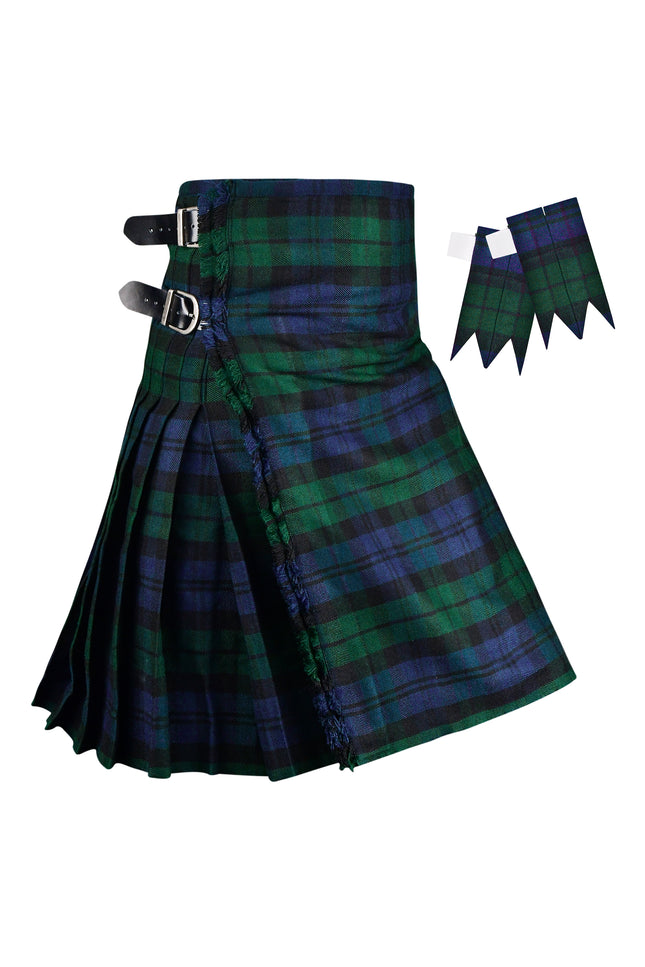 Kilt pour hommes | Kilt Écossais Black Watch Tartan Polyviscose 8 Yards Traditionnel pour Hommes | Grandes tailles
