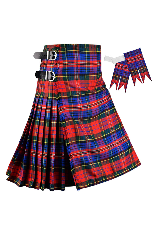 Kilt pour homme | Kilt écossais rouge Macpherson en polyviscose 8 yards | Grandes tailles