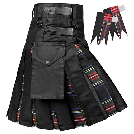 Black Stewart Hybrid Utility Kilt for Men  - Traditional Style with Modern Functionality | Big & Tall