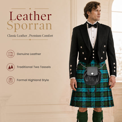 Rob Roy Leather Sporran | Black