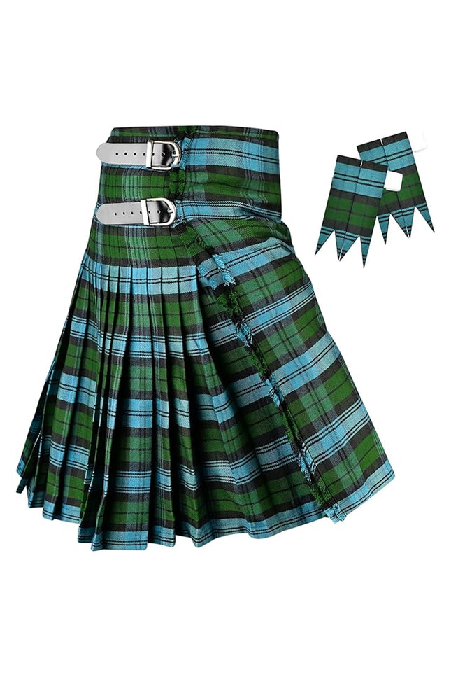 Kilt pour hommes | Kilt Écossais en Polyviscose à 8 Plis Ancien Tartan Campbell Traditionnel pour Hommes | Grandes Tailles