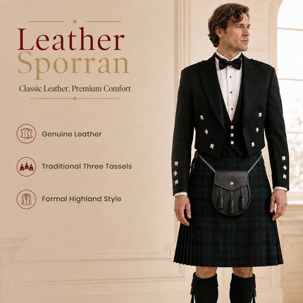 Sporran en cuir I Noir grainé