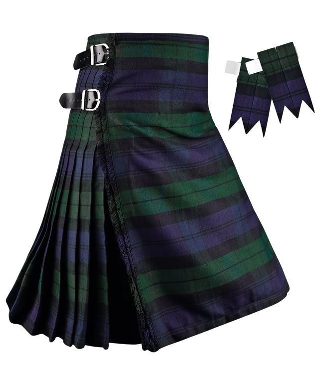 Kilt for Men I Black Watch Tartan Kilt Polyviscose 8 Yard Traditional Men Kilt