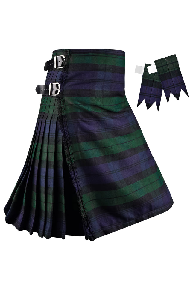 Kilt for Men I Black Watch Tartan Kilt Polyviscose 8 Yard Traditional Men Kilt
