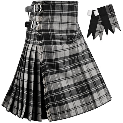 Kilt for Men I Grey Douglas Tartan Kilt Polyviscose 8 Yard Traditional Men Kilt