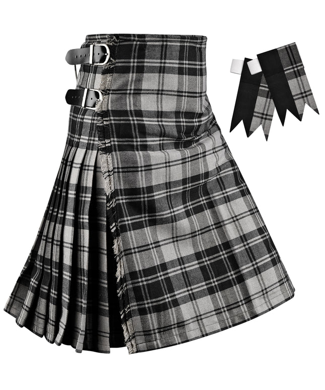 Kilt for Men I Grey Douglas Tartan Kilt Polyviscose 8 Yard Traditional Men Kilt