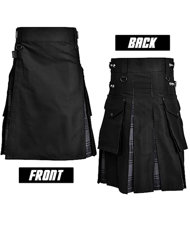 Hybrid Utility Kilt for Men (Gray Highlander) with modern design and practical features.