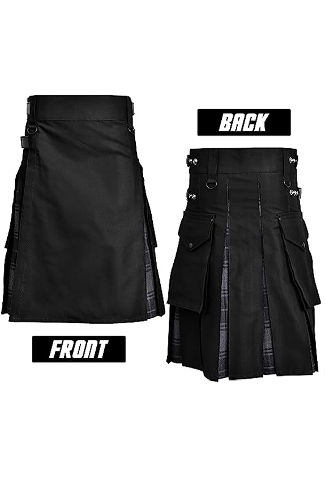 Hybrid Utility Kilt for Men (Gray Highlander) with modern design and practical features.