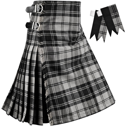 Kilt for Men I Grey Douglas Tartan Kilt Polyviscose 8 Yard Traditional Men Kilt