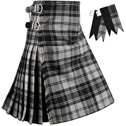 Kilt for Men I Grey Douglas Tartan Kilt Polyviscose 8 Yard Traditional Men Kilt