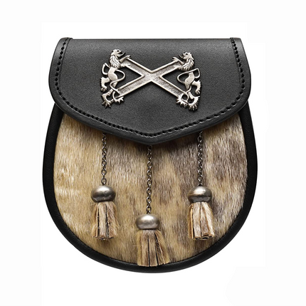 Luxurious Seal Skin Sporran with Lion Rampant Badge