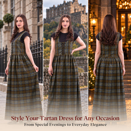 Costume Écossais des Highlands pour Femme - Robe Longue en Tartan | Black Watch Vieilli