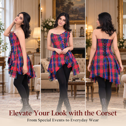 Bella Tartan Corset (Macpherson Red)