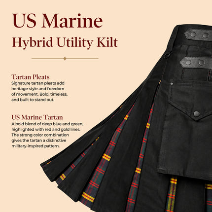 US Marine Corps - Leathernecks Hybrid Utility Kilt for Men  - Traditional Style with Modern Functionality | Big & Tall