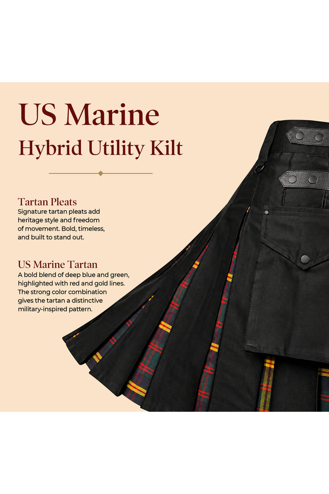 Falda Escocesa Híbrida Utilitaria US Marine Corps - Leathernecks para Hombre - Estilo Tradicional con Funcionalidad Moderna | Tallas Grandes y Altas